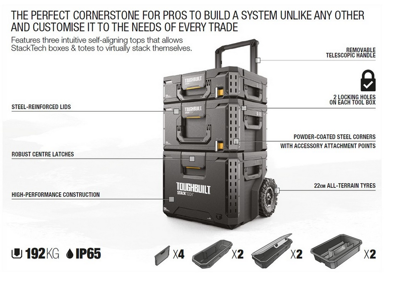 Carro StackTech de 3 Módulos com Rodas Toughbuilt TB-B1S3-B-70R – imagem 4