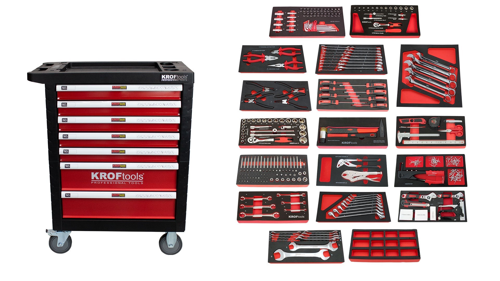 CARRO FERRAMENTA VERMELHO 7 GAVETAS 353PCS (8353VER)