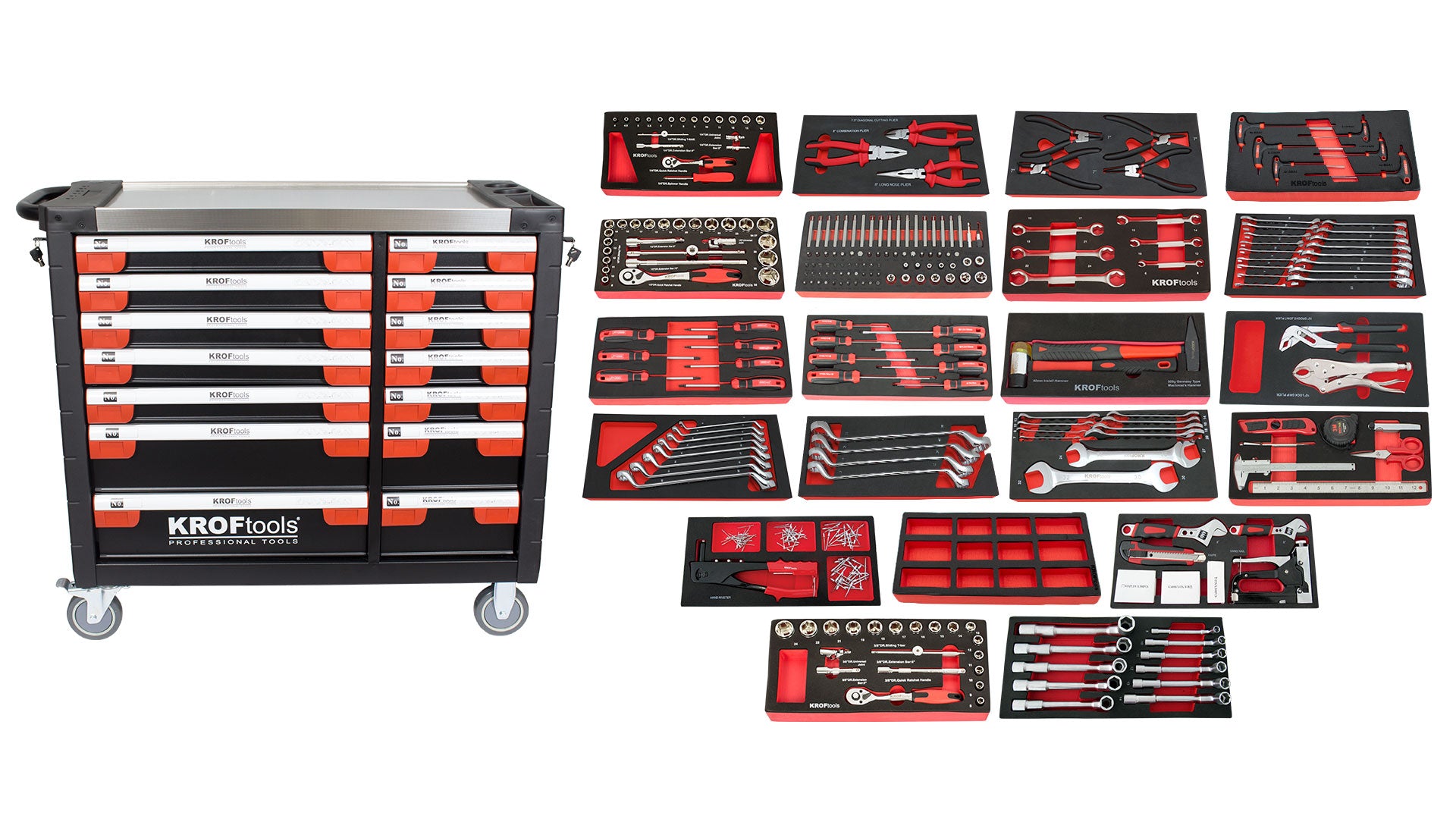 CARRO FERRAMENTA 14 GAVETAS 354PCS - KROFtools