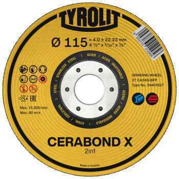 Disco de Desbaste CERABOND X 2EM1 27E 230x4x22,23 CA24Q-BFP TYROLIT - Caixa 5 unidades