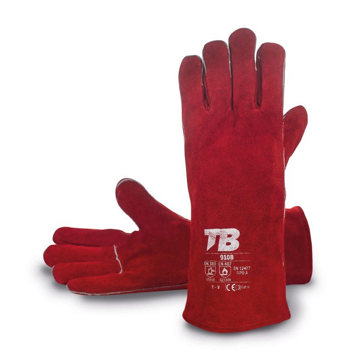 Luva soldador com proteção térmica (calor) e mecânica 910B  (5 PARES)
