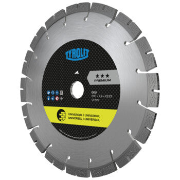 Disco Diamantado C73W 230x2,6x22,23 DCUP3 TYROLIT, vista isométrica