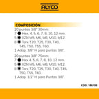 Jogo Pontas 42 pçs de 3/8" com Metálica (186100)