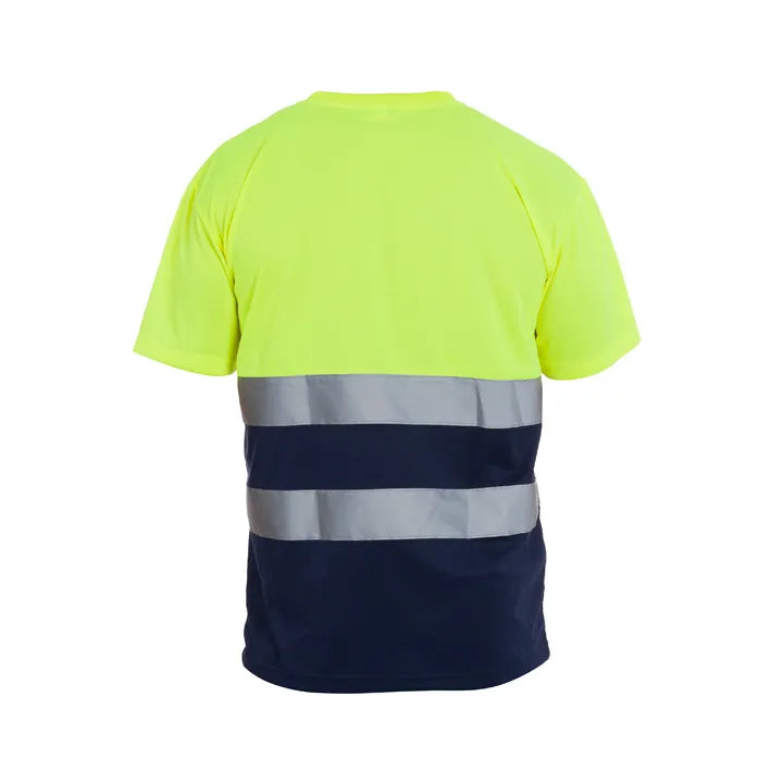 T-shirt de manga curta de alta visibilidade combinada HILL HV YELLOW/NAVY (1 UNIDAD)