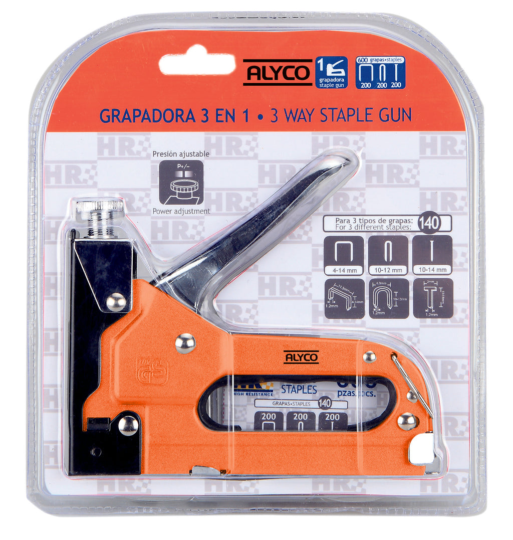 Agrafador 3 em 1+600 Agrafos ALYCO ORANGE (171275)