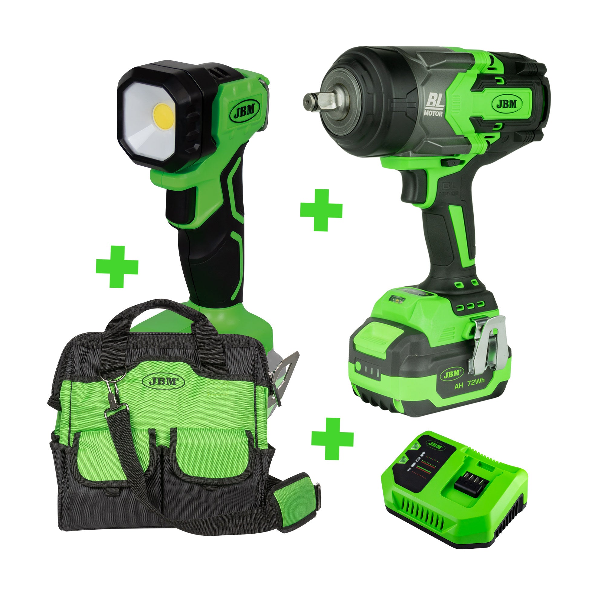 60044 Chave de Impacto 1/2"+ 60015 6.0 AH Bateria + 60016 Carregador 20V + 60035 Lâmpada + 53702 - JBM JBM, imagem do produto