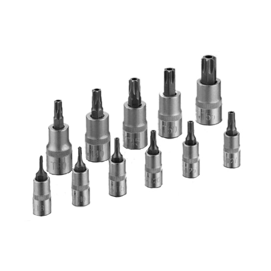Juego de 11 puntas Torx inviolables de 1/4" y 3/8"