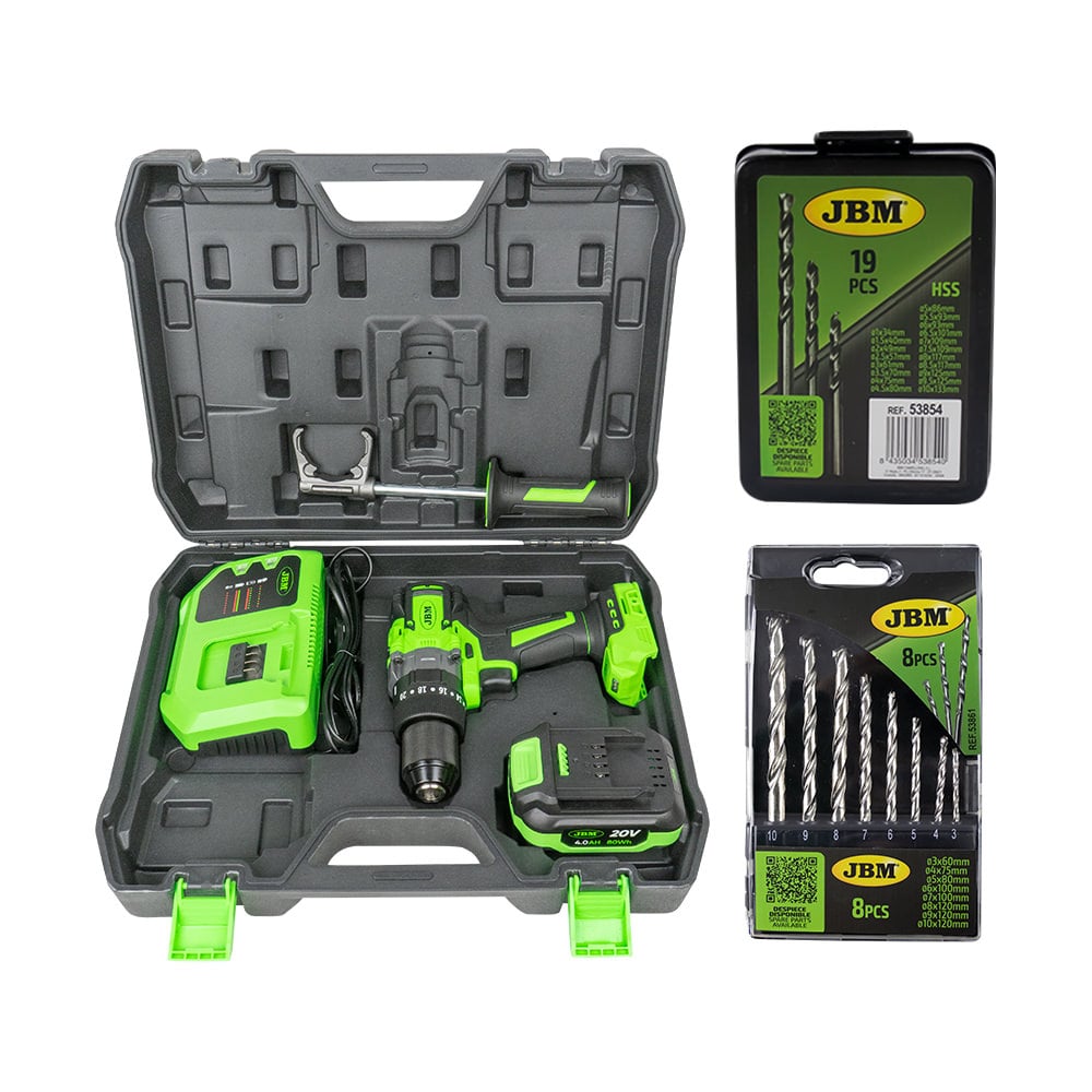 60047C Furadeira Percutora + 53861 KIT de Brocas para Concreto + 53854 KIT de Brocas Espirais - JBM JBM, imagem do produto