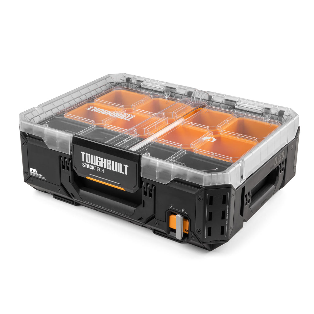 Organizador grande StackTech com tampa transparente e gavetas Toughbuilt TB-B1-O-30