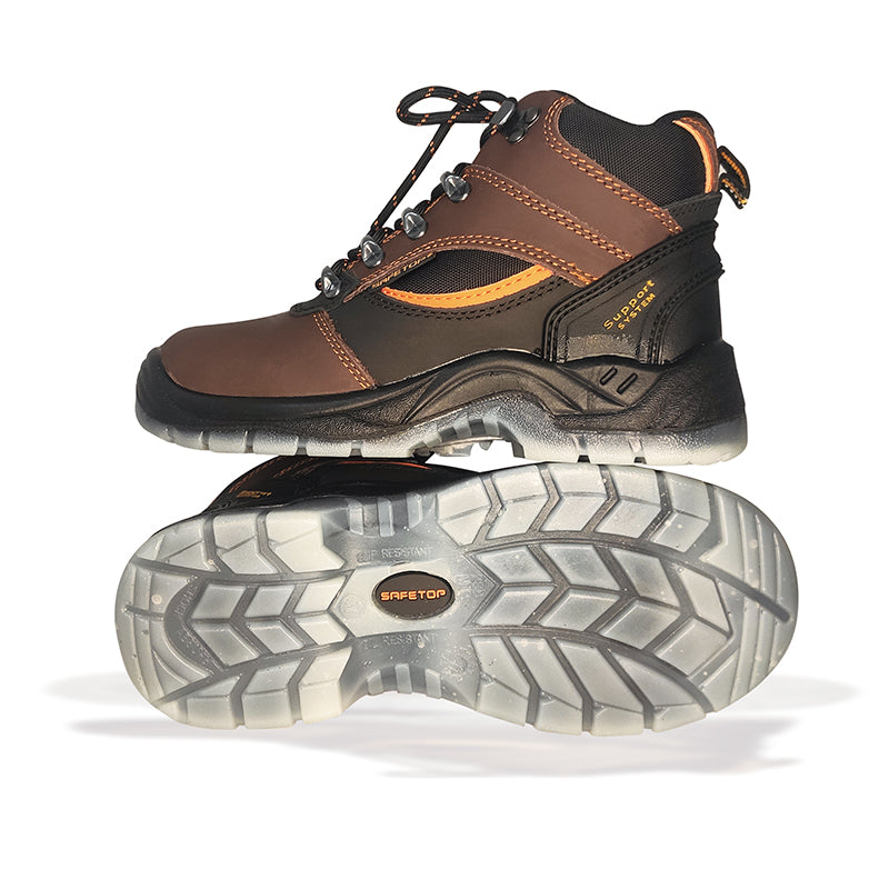 BAMIO, bota S1P em couro bovino marrom equipamento de proteção profissional