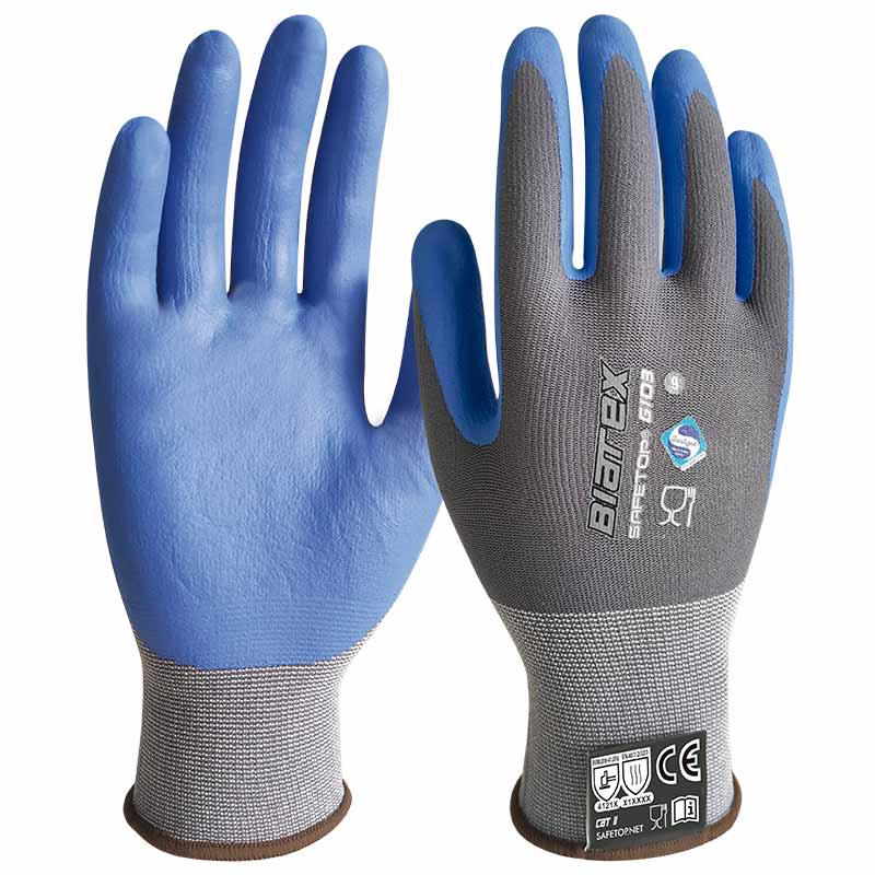 BIATEX, luvas de nitrilo azul resistentes a alimentos e ao calor (12 pares)