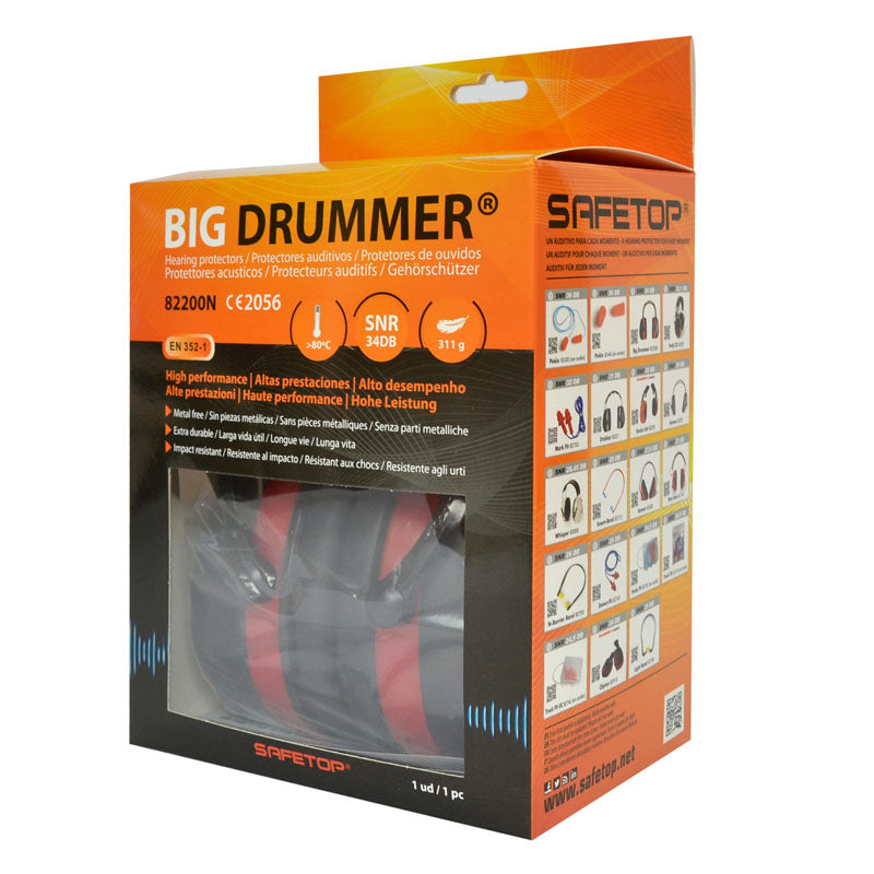 Equipamento de Proteção Profissional BIG DRUMMER, protetor auditivo dielétrico SNR 34 Db