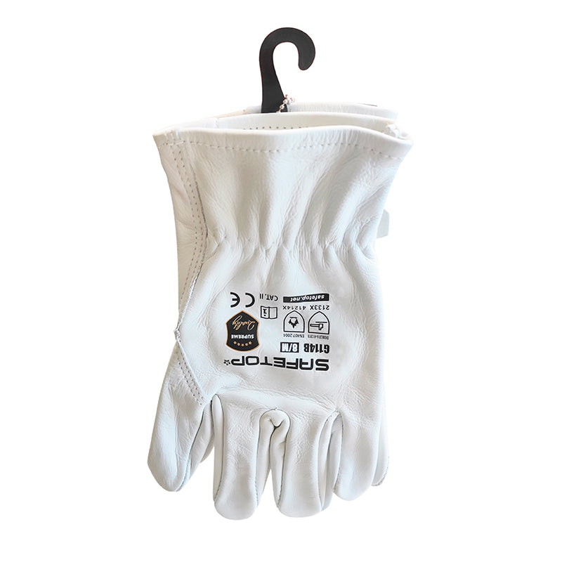 BRION SUPREM, luva de couro integral branco 100ºC S. 7-11 (12 pares)