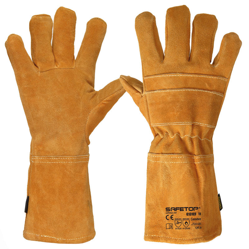 Luva CAMDEN, luva de soldador de couro rachado, tamanho único (12 pares)