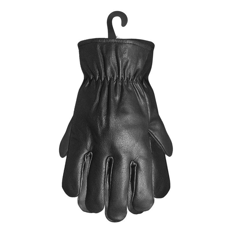 DORNEDA-BLACK, Guante de cuero hidrofóbico negro, forro de invierno (12 Pares)