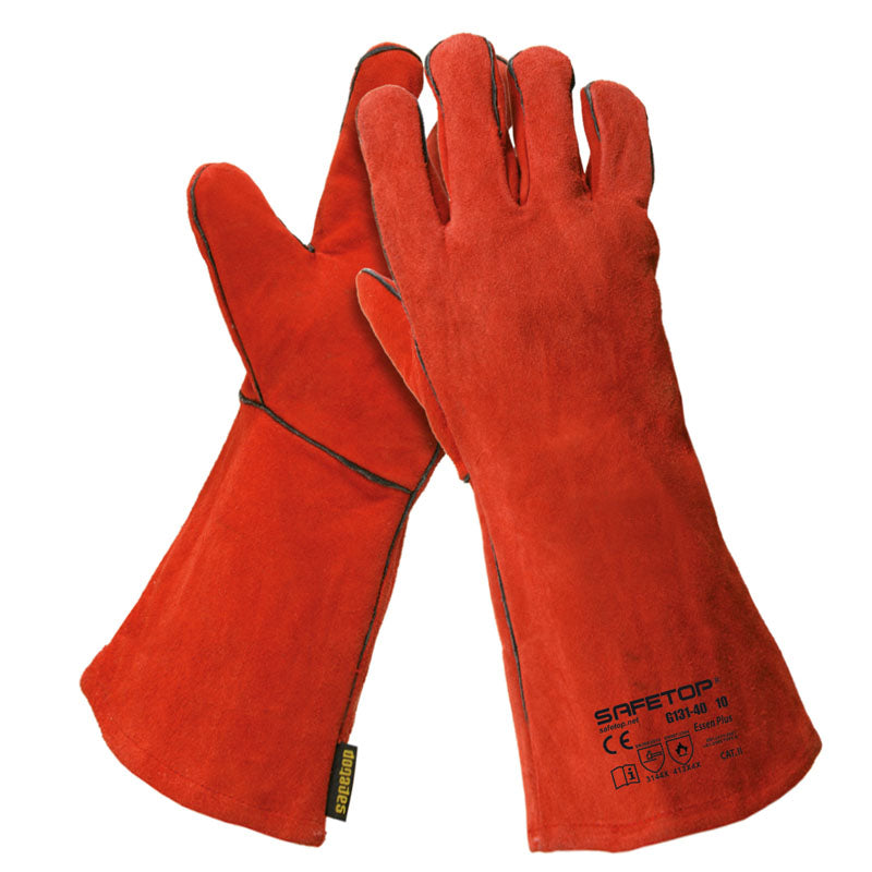 Luva ESSEN PLUS, luva de soldador vermelha 40 cm tamanho único  G131 (12 pares)
