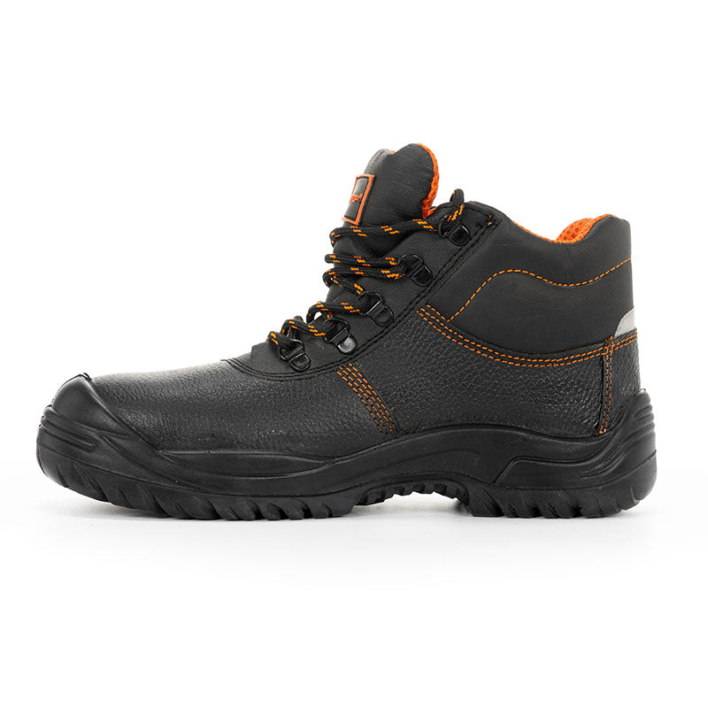 Bota de couro preta com cadarços S3 SR gravados- EURIO equipamento de proteção profissional