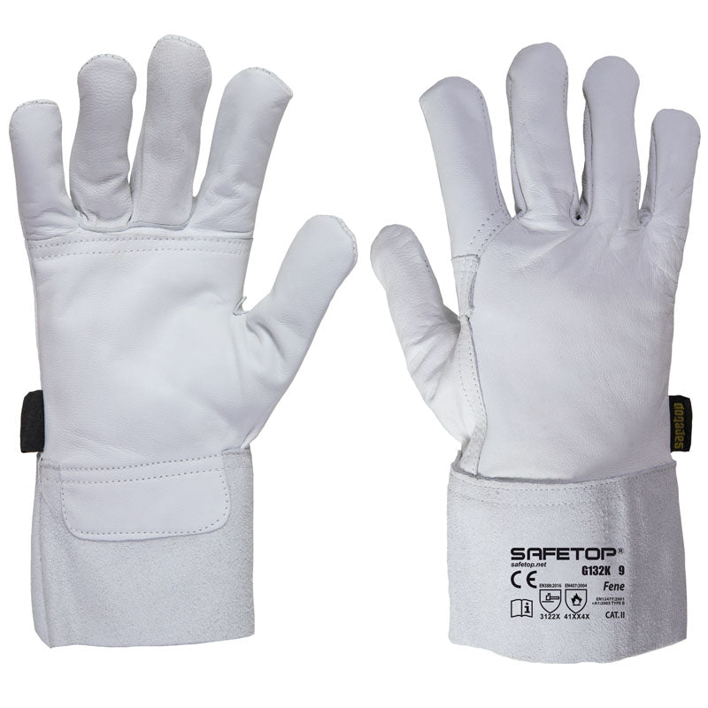 FENE, luva de soldador de couro de 29 cm adequada para TIG (12 pares)