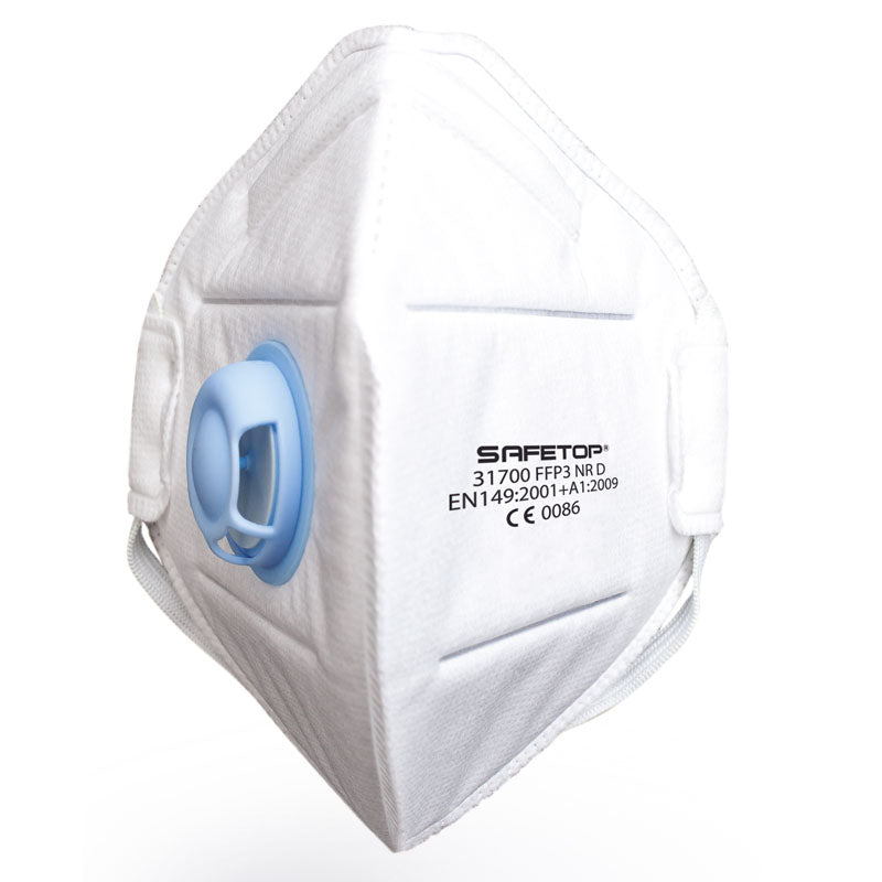 FFP3 NR D, mascarilla plegable vertical con válvula sin metal (12 unidades)
