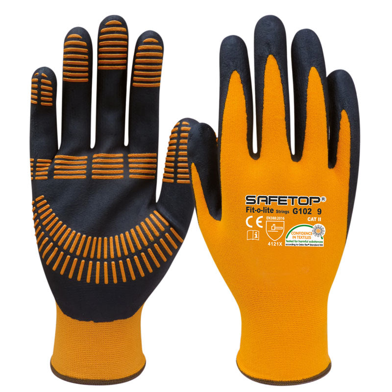 FIT-O-LITE STRINGS, guante de nitrilo con rayas en la palma (12 Pares)