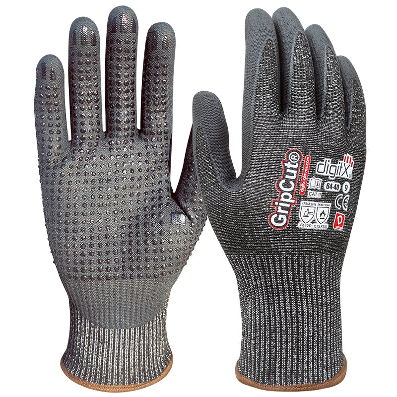GRIPCUT, Luva Anti-Corte e Térmica com Bolinhas na Palma (12 Pares)