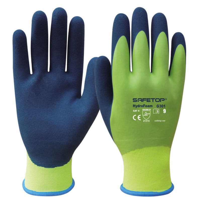 HYDROFOAM, Luva de Látex Impermeável, Palma Texturizada (12 pares)