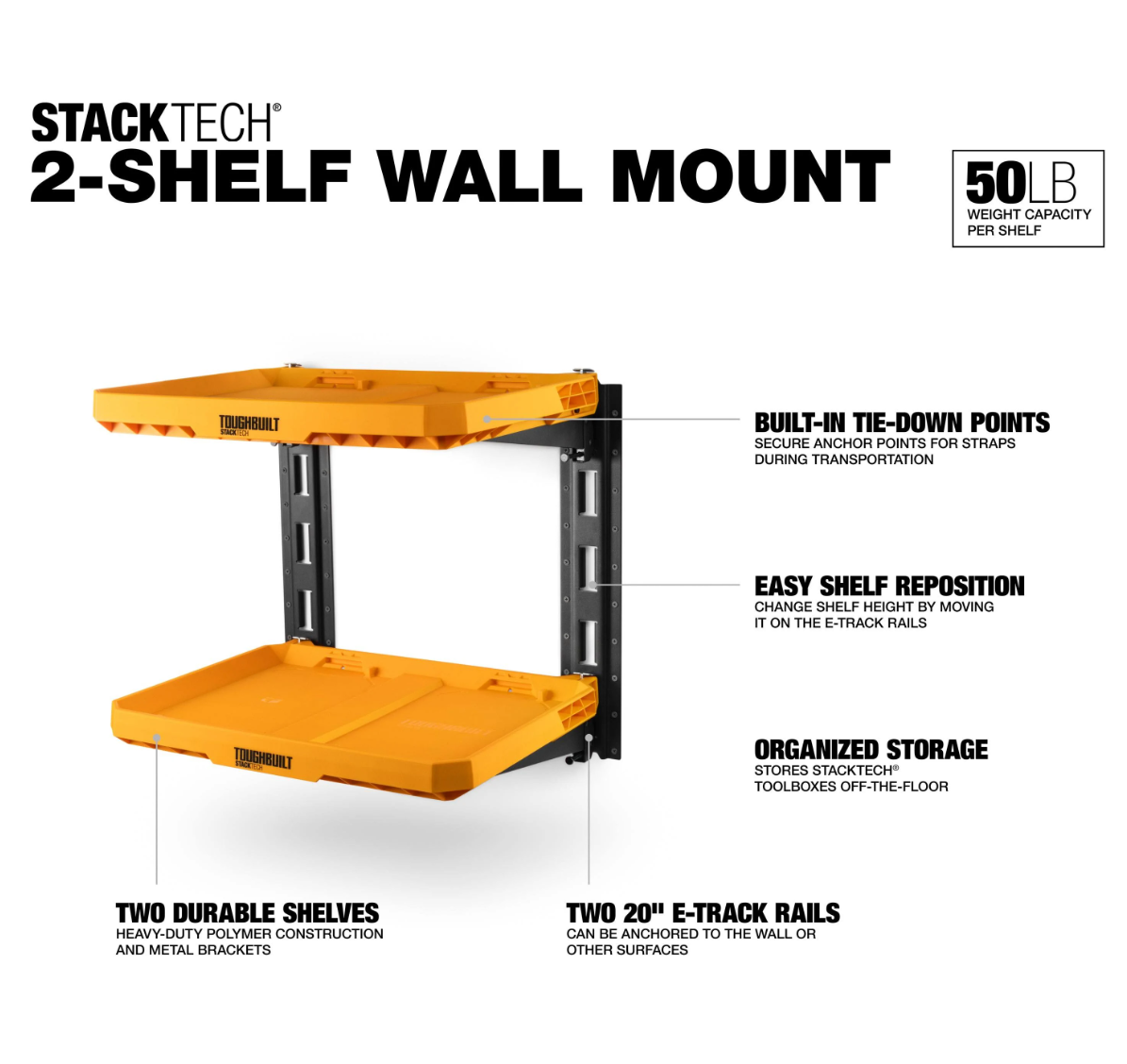 Suporte de 2 prateleiras StackTech Toughbuilt TB-B1S3-M-20-BEA – imagem 4