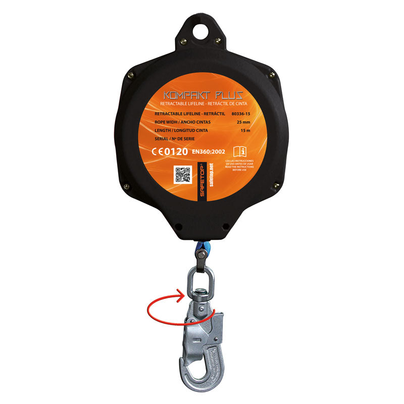 Equipamento Antiqueda KOMPAKT PLUS, cinto retrátil vertical 15 m sem absorvedor para segurança profissional
