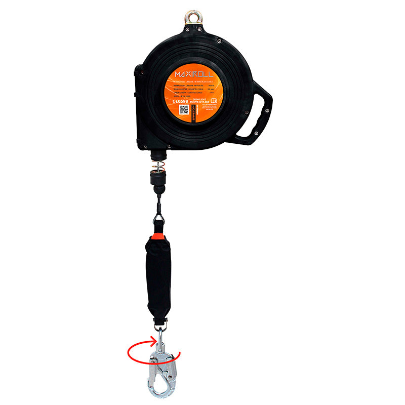 Equipamento Antiqueda MAXIROLL, Cabo retrátil de 20m para uso horizontal e vertical 120K para segurança profissional