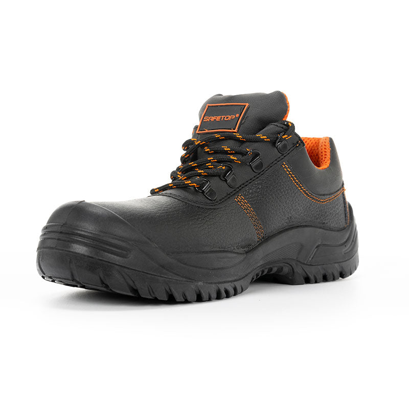 Zapato de cuero negro con cordones grabados S3 SR - ORATIO