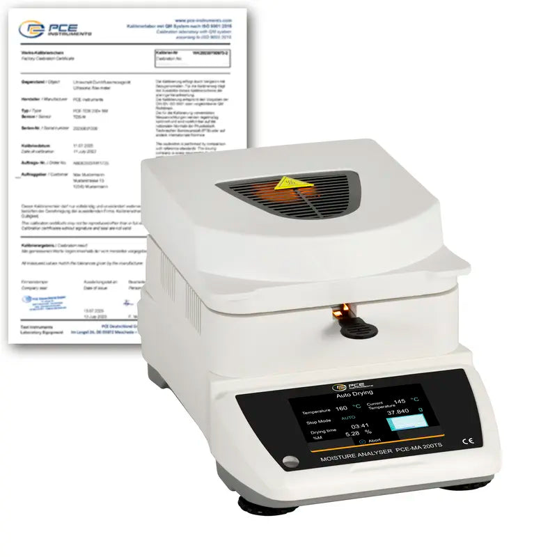 Balanza de humedad PCE-MA 200TS-ICA, con certificado de calibración