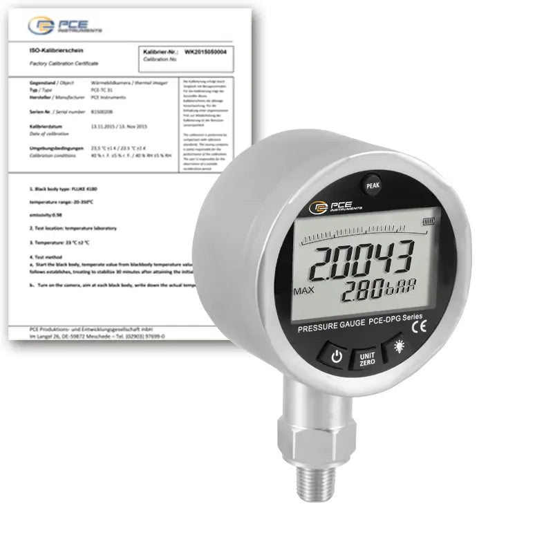 Manômetro PCE-DPG 3-ICA incl. certificado de calibração ISO