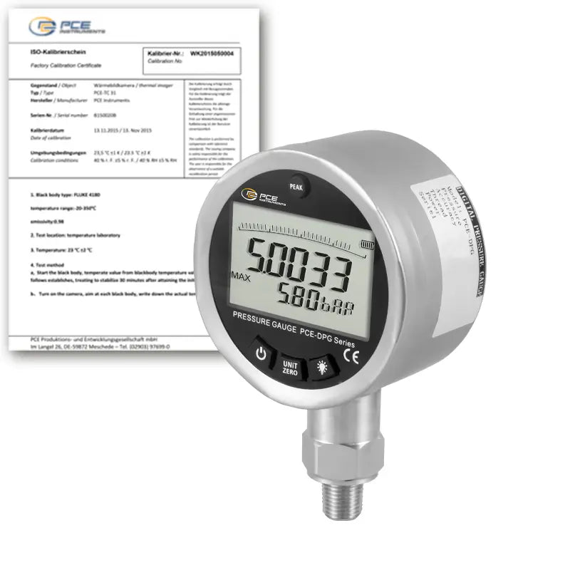 Manômetro PCE-DPG 6-ICA incl. certificado de calibração ISO