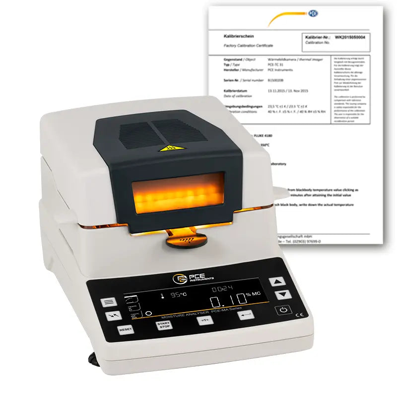 Medidor de umidade de material PCE-MA 100-ICA, incluindo certificação ISO