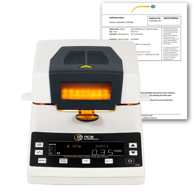 Medidor de umidade de material PCE-MA 200-ICA, incluindo certificação ISO