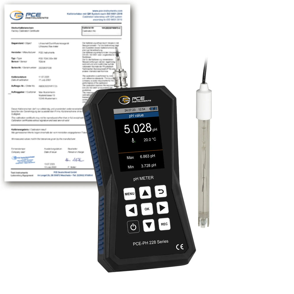 Medidor de pH PCE-PH 228-ICA incluindo certificado de calibração ISO
