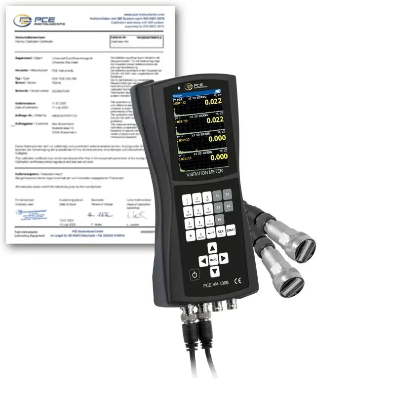Medidor de vibração PCE-VM 400B-ICA incluindo certificado de calibração ISO