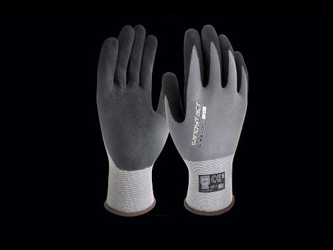 SANDYTACT, Guantes de nitrilo poroso tipo Sandy, gris-negro (12 pares)