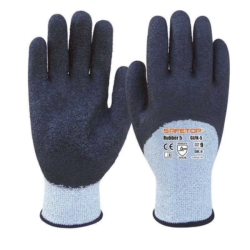 CAUCHO-5, guante de látex rugoso resistente a cortes B (12 pares)