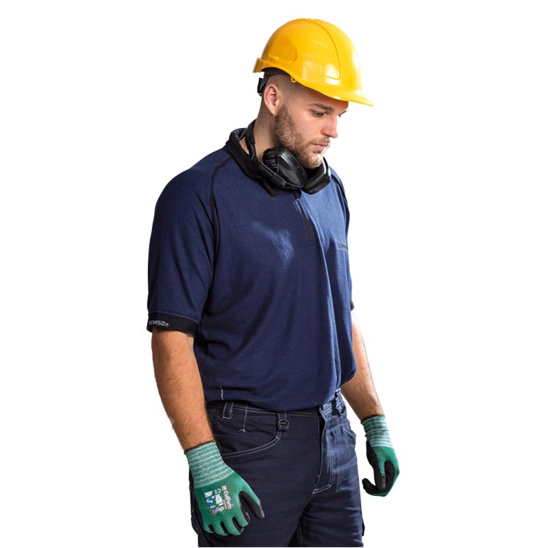 Polo técnico cinza/preto ou azul/preto, tamanhos S-2XL