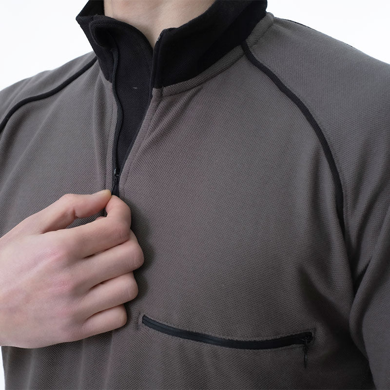 Polo técnico cinza/preto ou azul/preto, tamanhos S-2XL