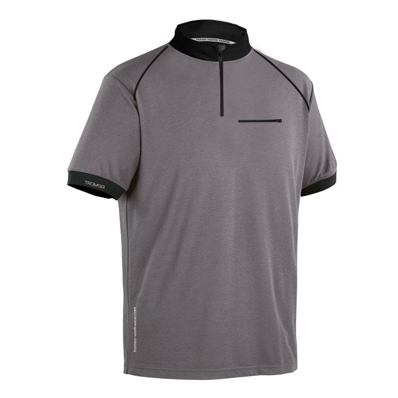 Polo técnico cinza/preto ou azul/preto, tamanhos S-2XL