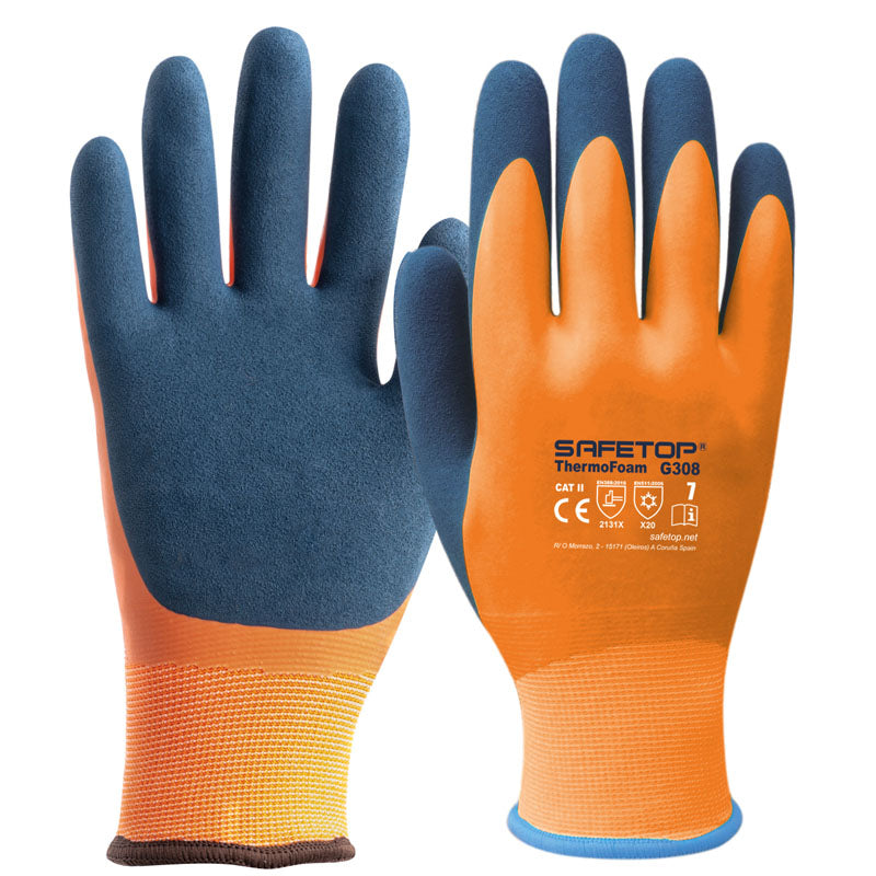 THERMOFOAM, luva de látex impermeável com forro anti-frio (12 pares)