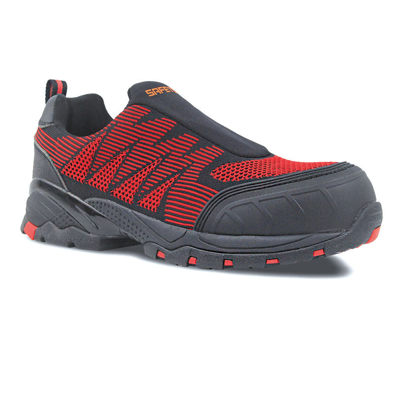 TÓQUIO, sapato vermelho S1P sem cadarços elásticos Flytex