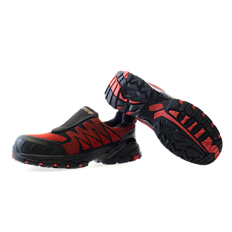 TÓQUIO, sapato vermelho S1P sem cadarços elásticos Flytex