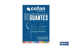 Póster magnetizado com medidor de tamanho de luvas